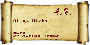 Allaga Hiador névjegykártya